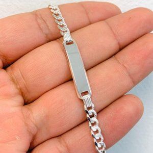 925 Sterling Silver Baby ID Bracelet 6” Cuban Link/Kids Bracelet/Pulsera Ninos